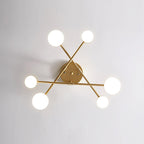 Six-Arm Cylindrical Shade Ceiling Light - Wrought Iron & Aluminum