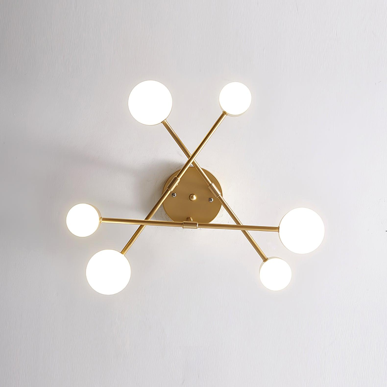 Six-Arm Cylindrical Shade Ceiling Light - Wrought Iron & Aluminum