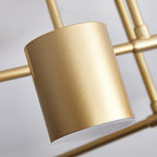 Six-Arm Cylindrical Shade Ceiling Light - Wrought Iron & Aluminum