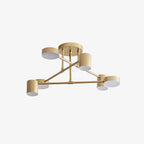 Six-Arm Cylindrical Shade Ceiling Light - Wrought Iron & Aluminum