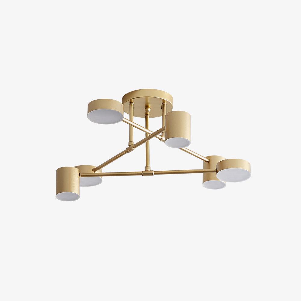 Six-Arm Cylindrical Shade Ceiling Light - Wrought Iron & Aluminum