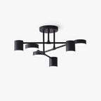 Six-Arm Cylindrical Shade Ceiling Light - Wrought Iron & Aluminum