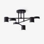 Six-Arm Cylindrical Shade Ceiling Light - Wrought Iron & Aluminum