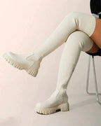 Premium Ribbed Stretch Knee-High Boot – Sleek Knit Design