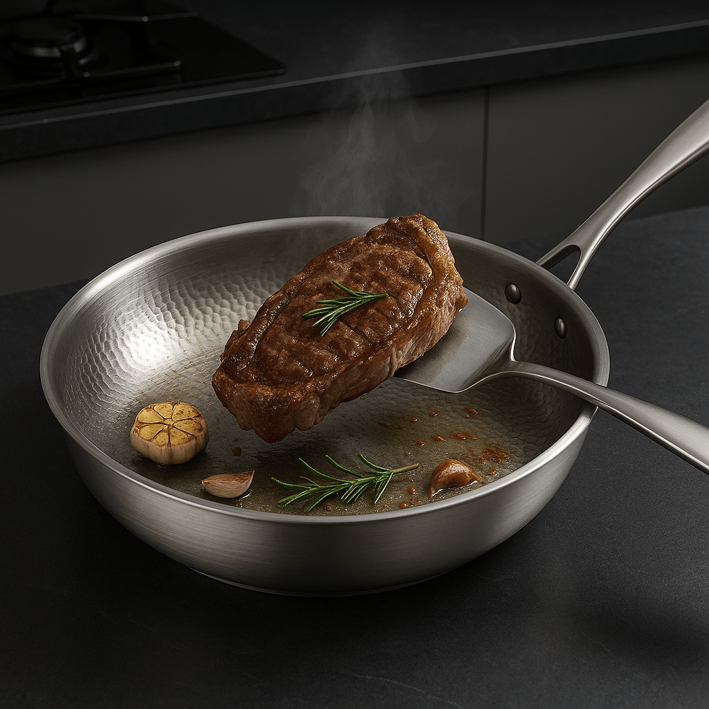 TitanChef Stainless Steel Frying Pan | Multi-Layer Uncoated Skillet