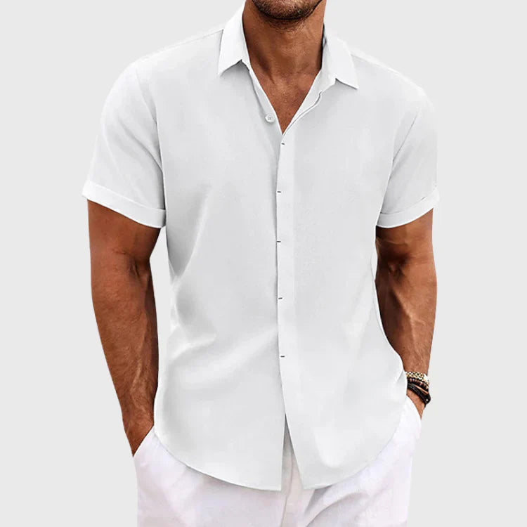Ashbourne Cotton Linen Short Sleeve Shirt for Men Smart Casual Fit