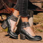 Velisse Vintage Ankle Strap Block Heel Sandals for Women