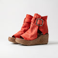 Vintage Platform Peep-Toe Wedge Sandal with Buckle Strap