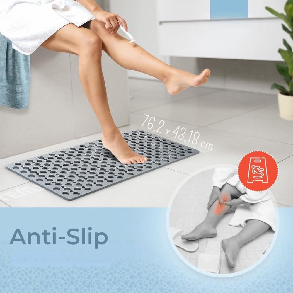 GripFlow Non Slip Shower Mat with Suction Cups for Bathtub and Shower