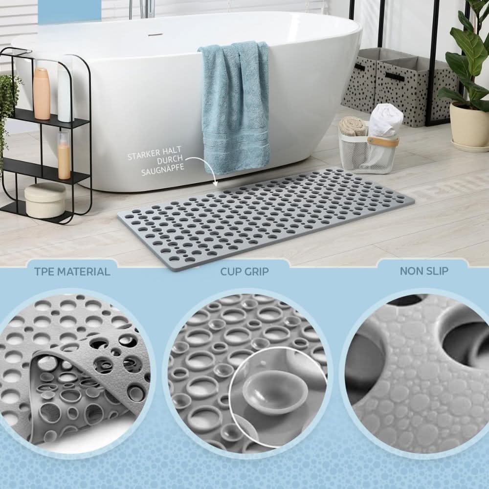 GripFlow Non Slip Shower Mat with Suction Cups for Bathtub and Shower