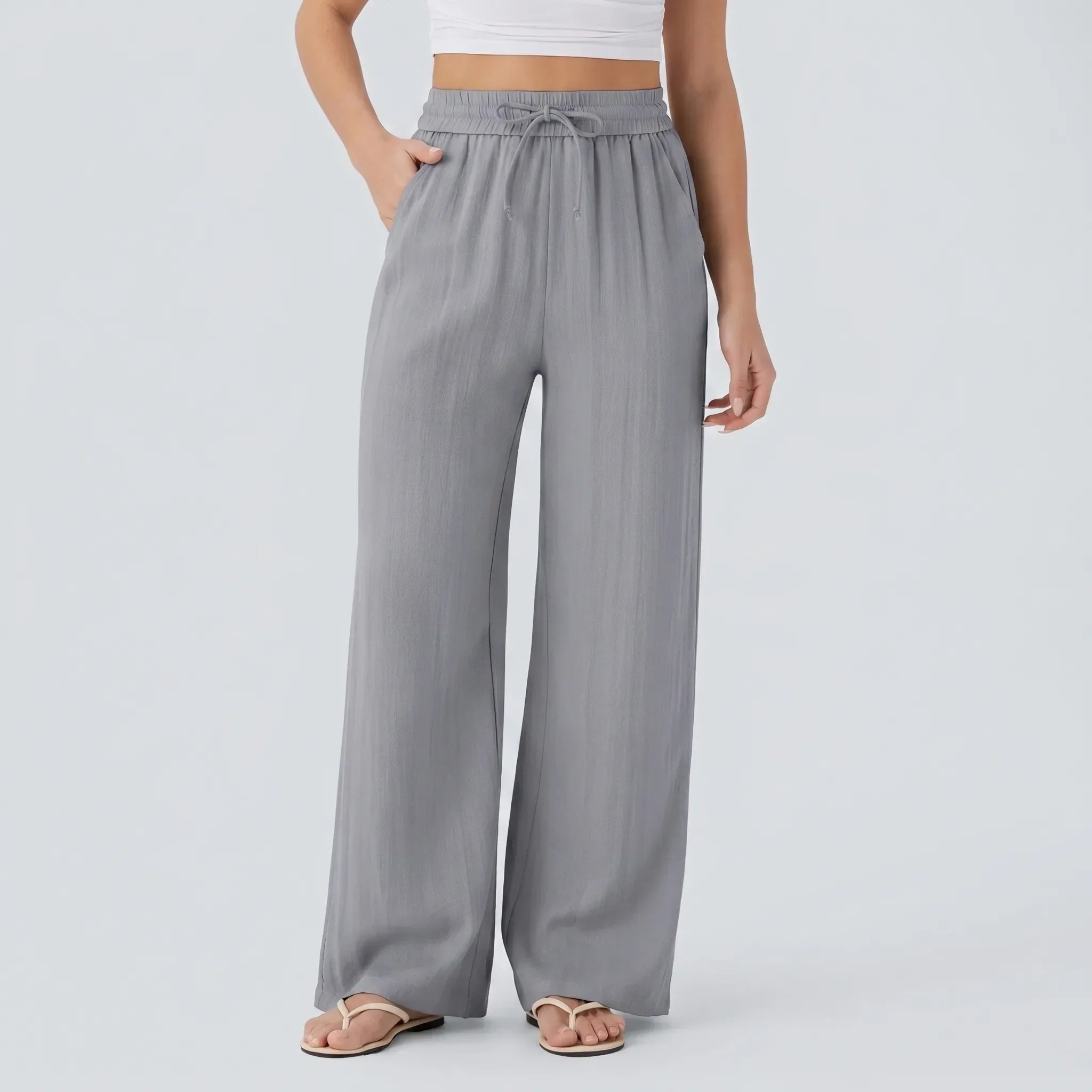 FlowEase Women's Wide Leg Drawstring Pants with Pockets