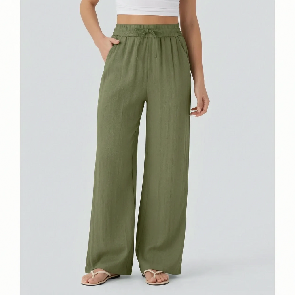 FlowEase Women's Wide Leg Drawstring Pants with Pockets