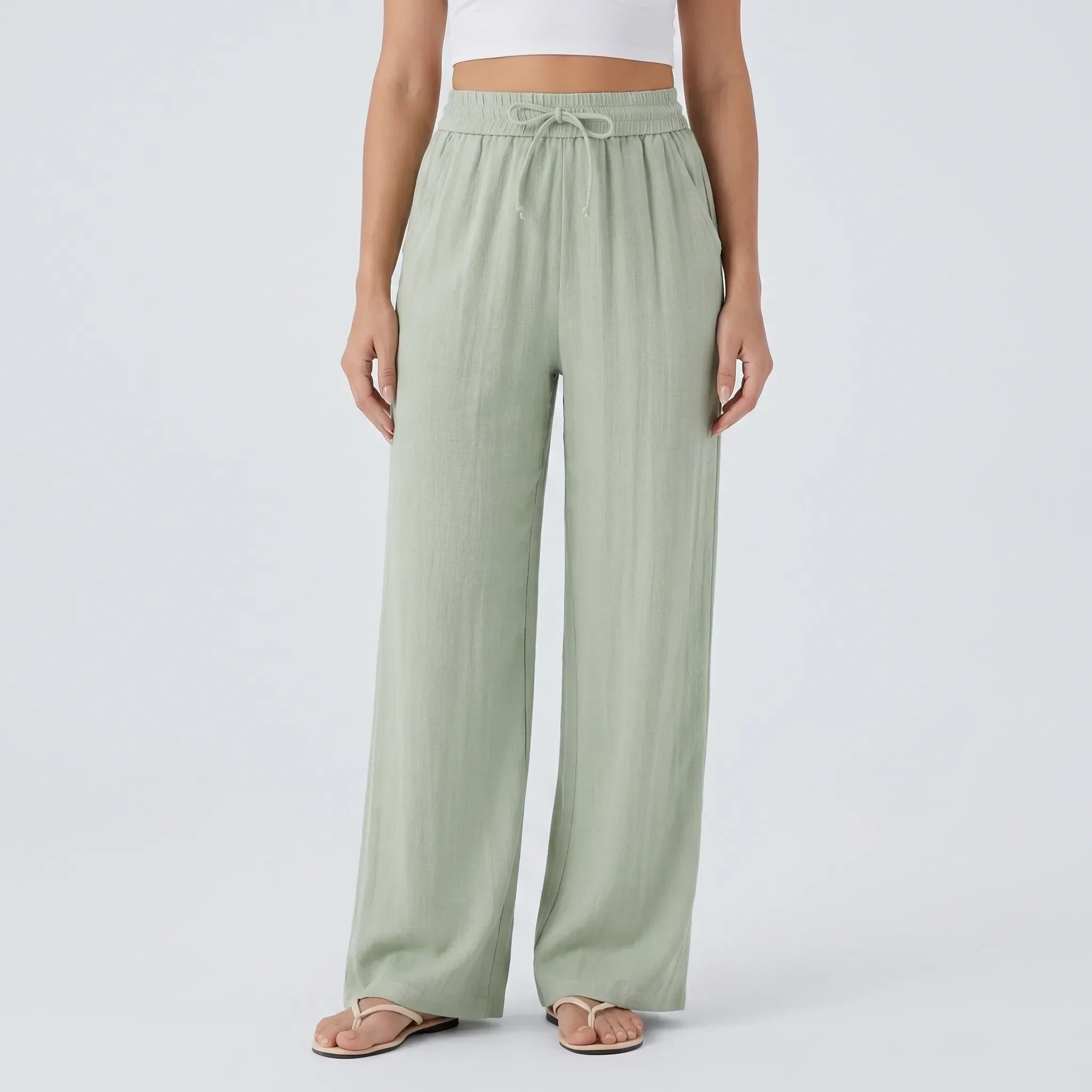 FlowEase Women's Wide Leg Drawstring Pants with Pockets