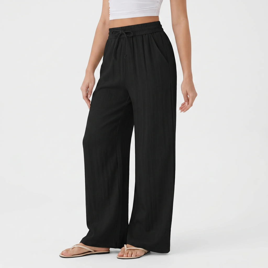 FlowEase Women's Wide Leg Drawstring Pants with Pockets