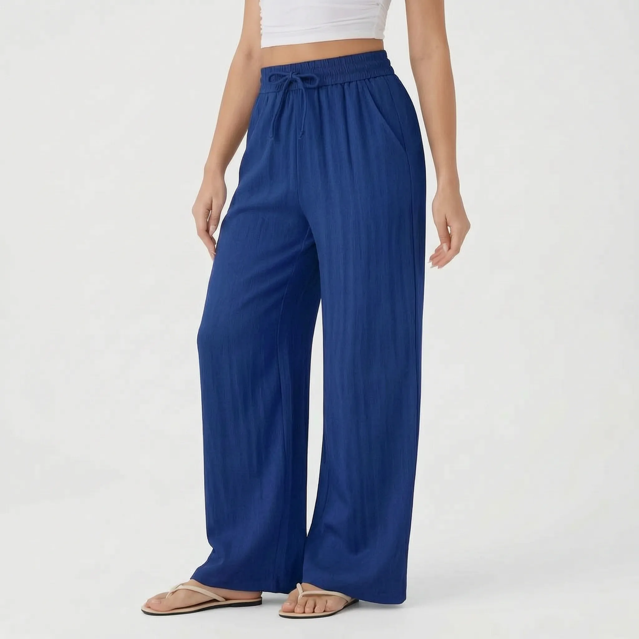FlowEase Women's Wide Leg Drawstring Pants with Pockets