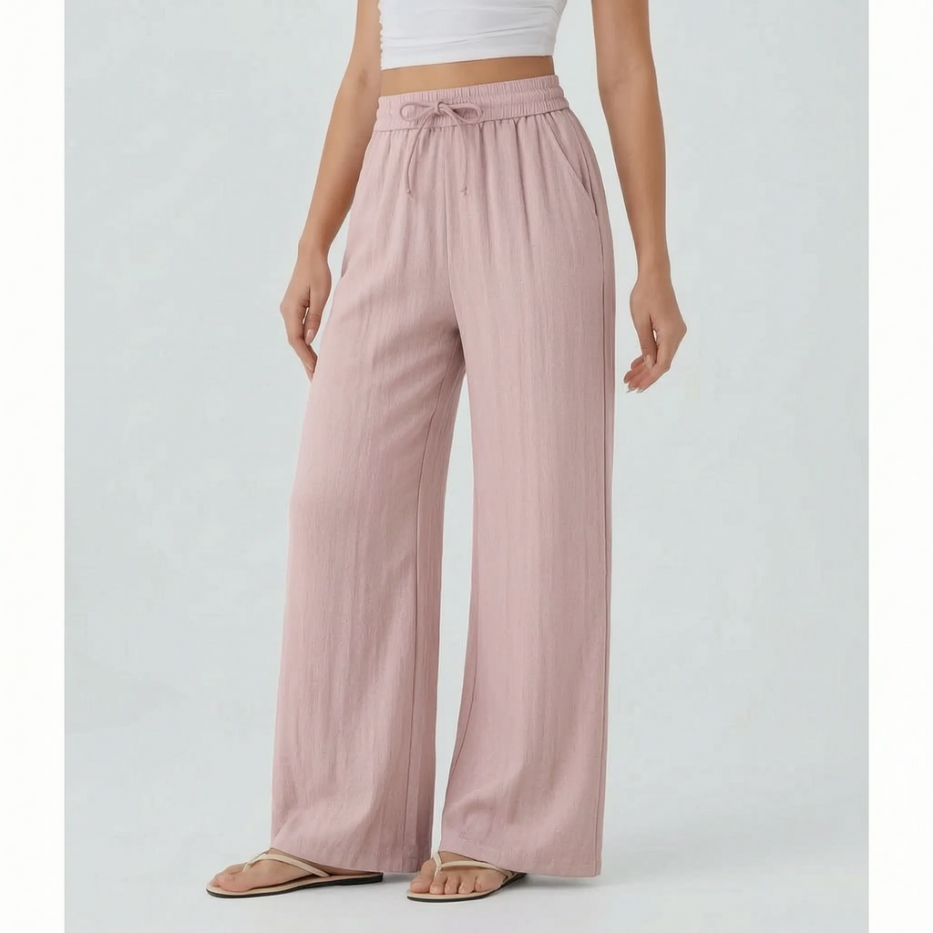 FlowEase Women's Wide Leg Drawstring Pants with Pockets