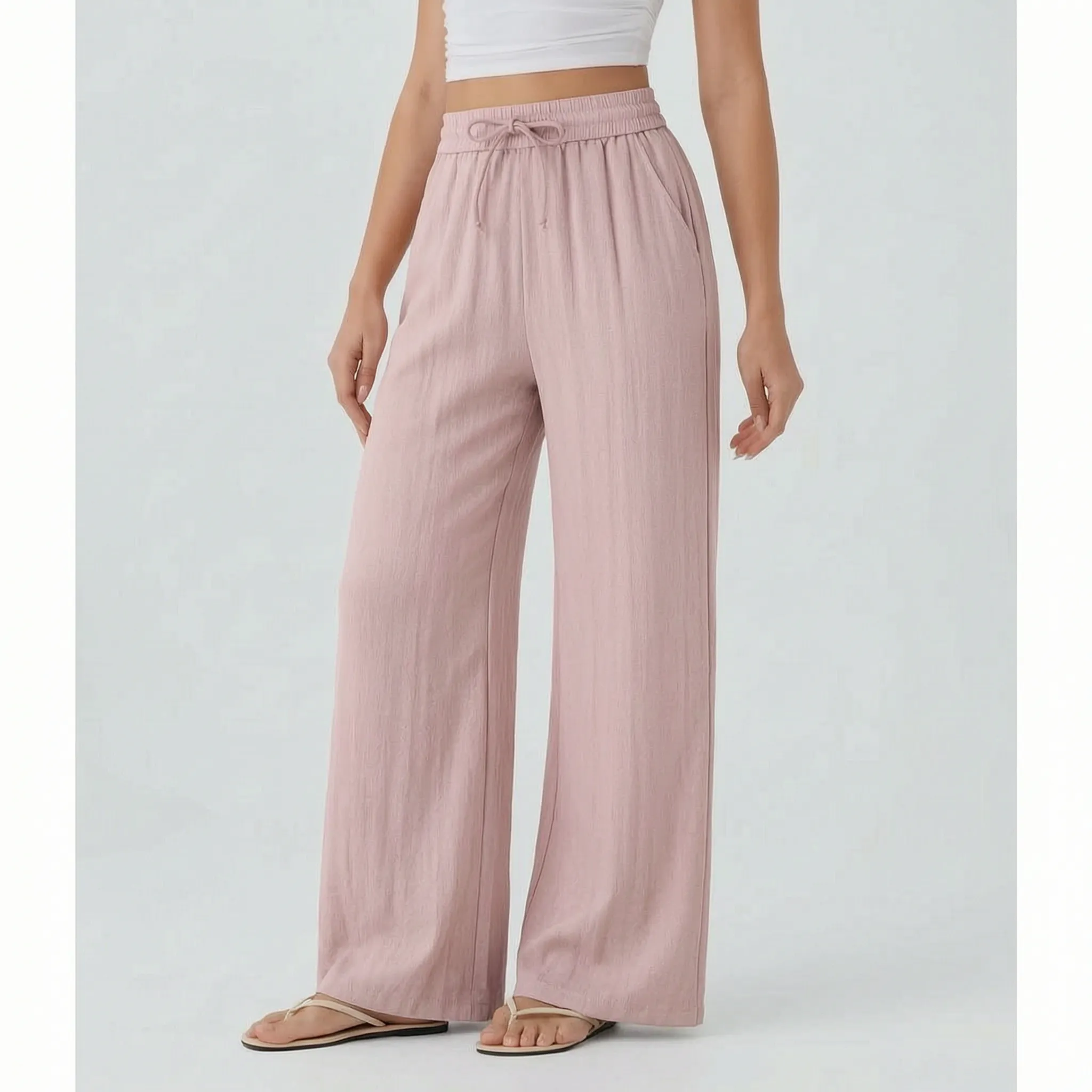 FlowEase Women's Wide Leg Drawstring Pants with Pockets