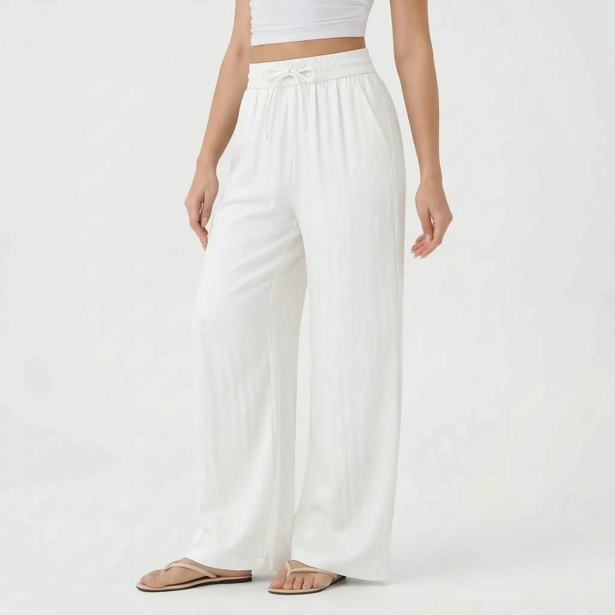 FlowEase Women's Wide Leg Drawstring Pants with Pockets