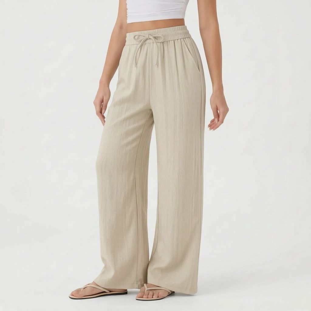 FlowEase Women's Wide Leg Drawstring Pants with Pockets