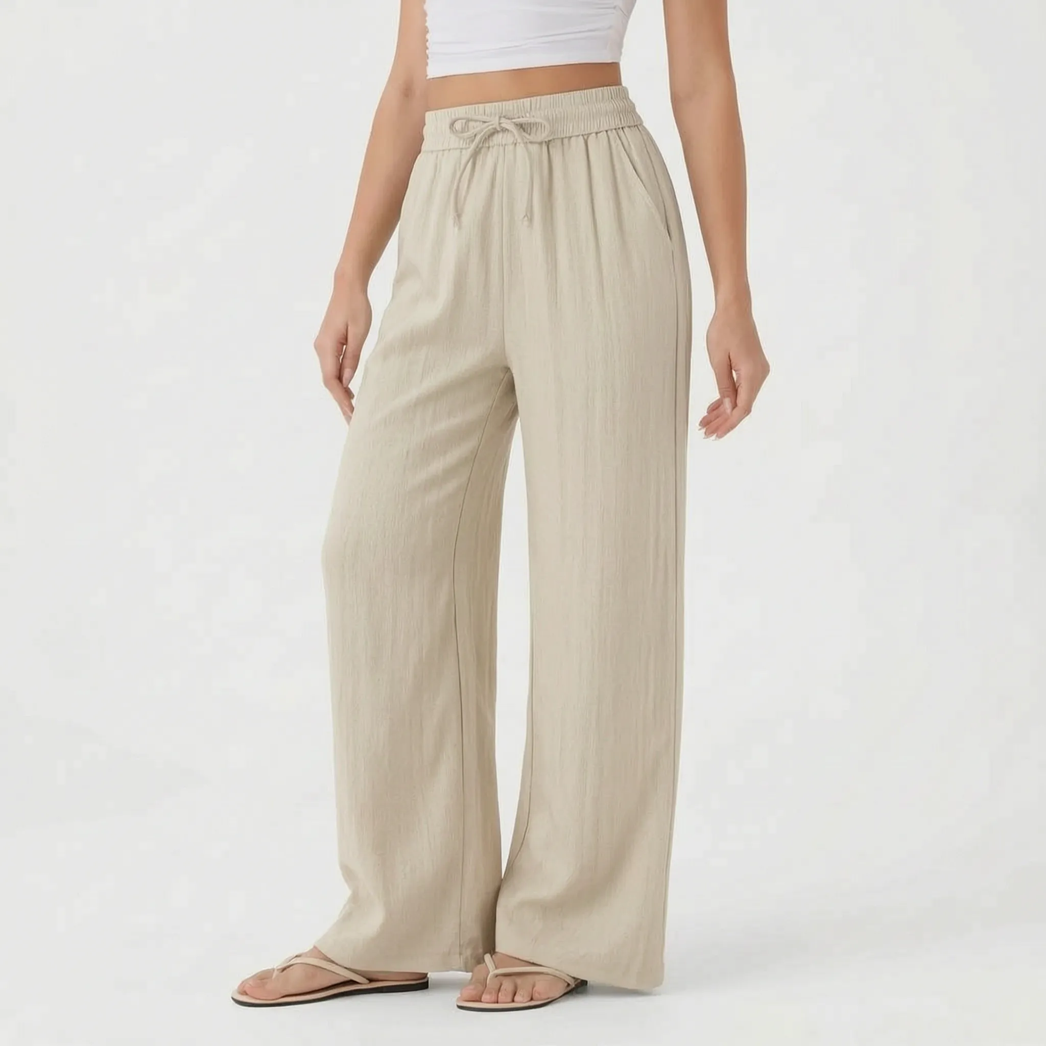 FlowEase Women's Wide Leg Drawstring Pants with Pockets