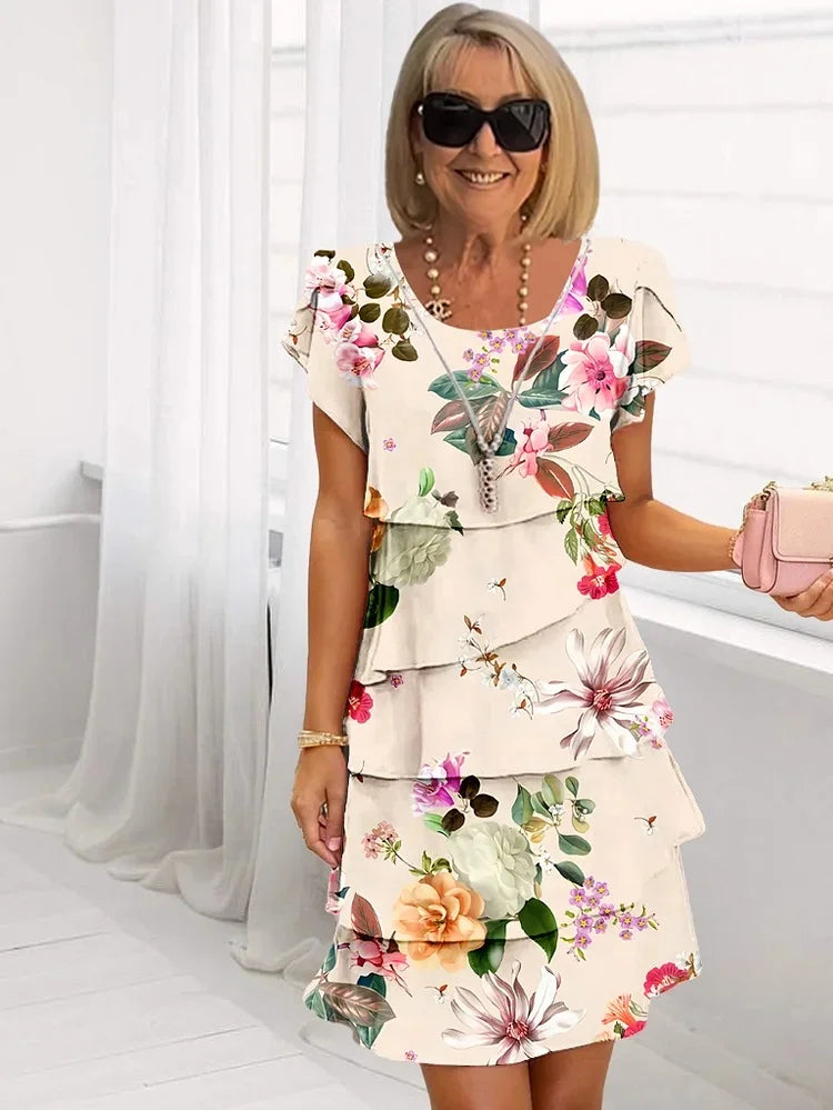 Bloomridge Pleated Dress | Women's Floral Ruffle Midi Dress