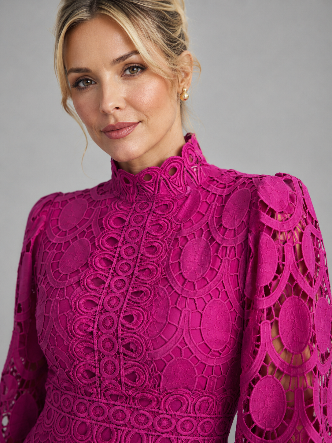 Rosemere Lace Midi Dress | Elegant Long Sleeve Occasion Dress
