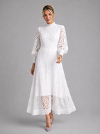 Rosemere Lace Midi Dress | Elegant Long Sleeve Occasion Dress