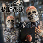 Articulated Skull Full Head Latex Mask with Movable Jaw – Halloween Costume Accessory
