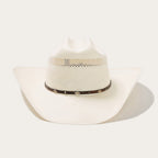 Premium Ventilated Straw Cowboy Hat with Leather Band and Silver Accents