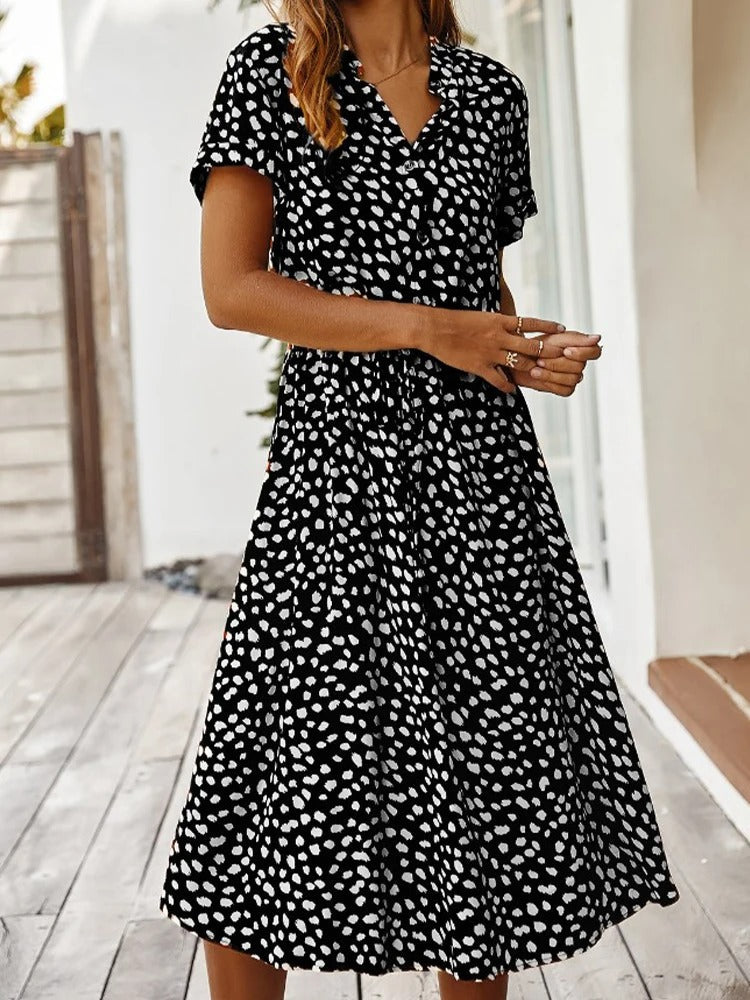 Elowen Printed Midi Dress for Women Lightweight Summer Casual Dress