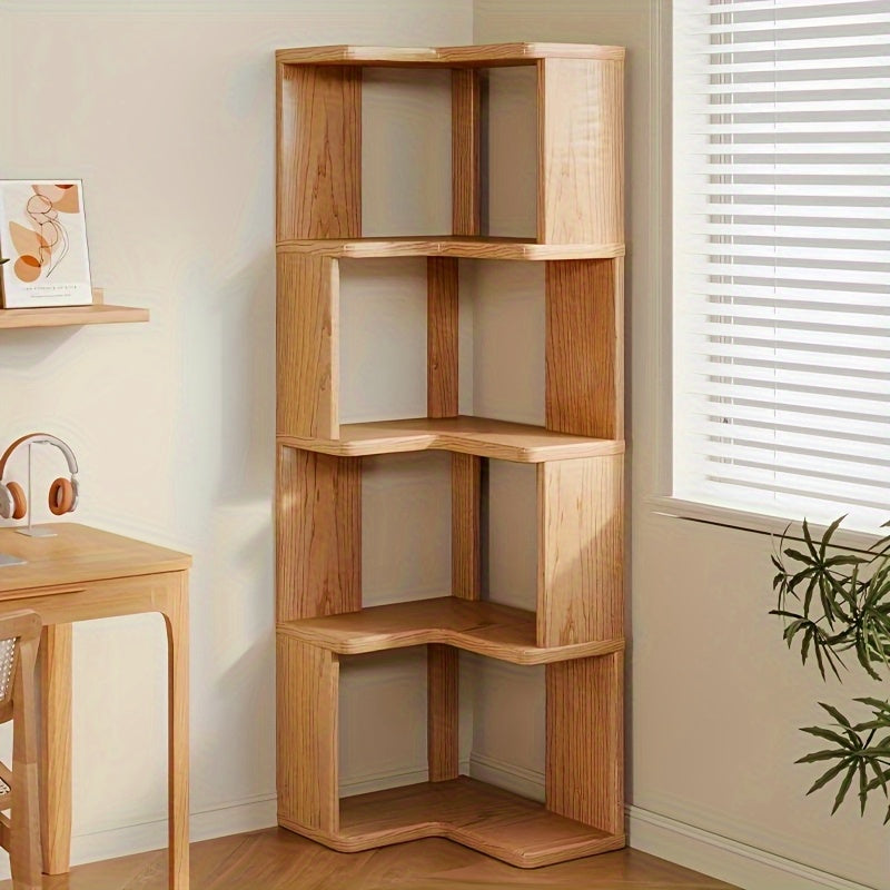 Solid Wood Corner Storage Shelf Unit 162cm