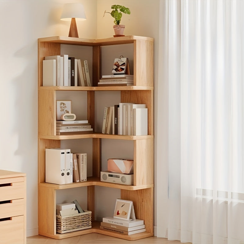 Solid Wood Corner Storage Shelf Unit 162cm