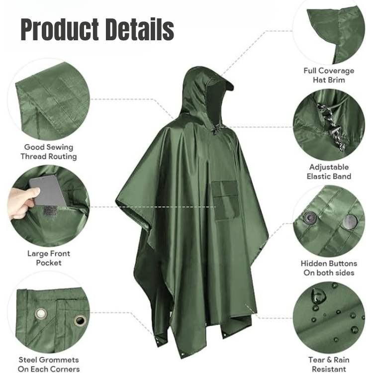TrailGuard Rain Poncho | Waterproof, Lightweight & Compact Packable Design