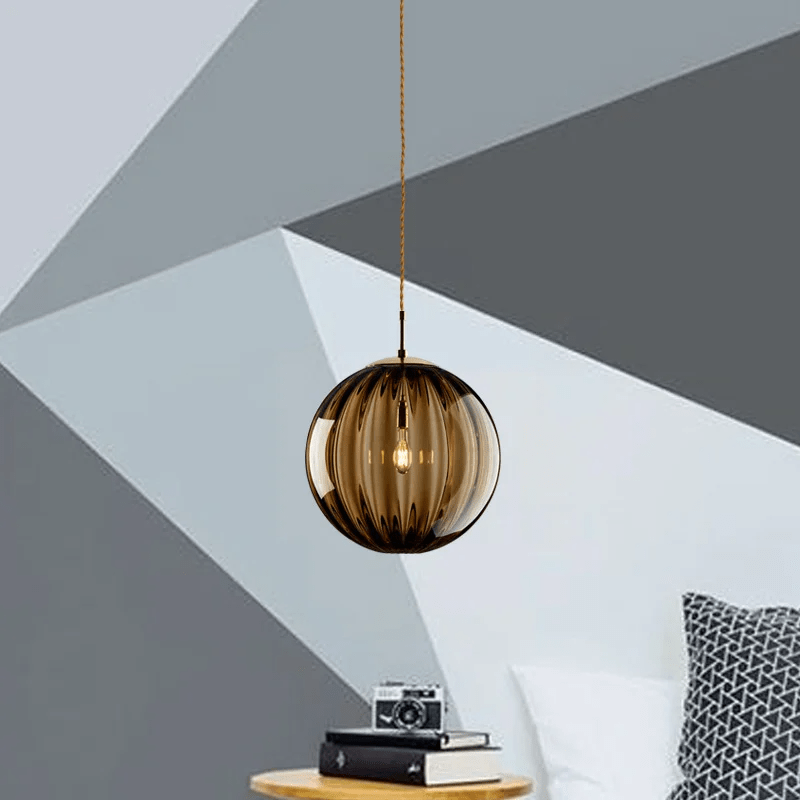 Veralya Lustre Boule en Verre Fumé Design Scandinave Moderne