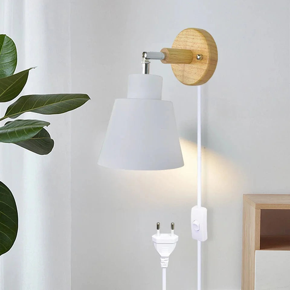 Nordéa Applique Murale Scandinave avec Prise et Interrupteur