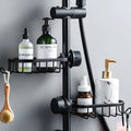 Black Élan Shower Shelf with Storage Hooks