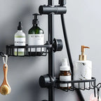 Black Élan Shower Shelf with Storage Hooks