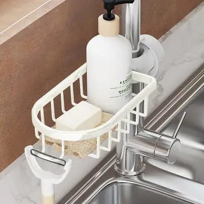 Black Élan Shower Shelf with Storage Hooks
