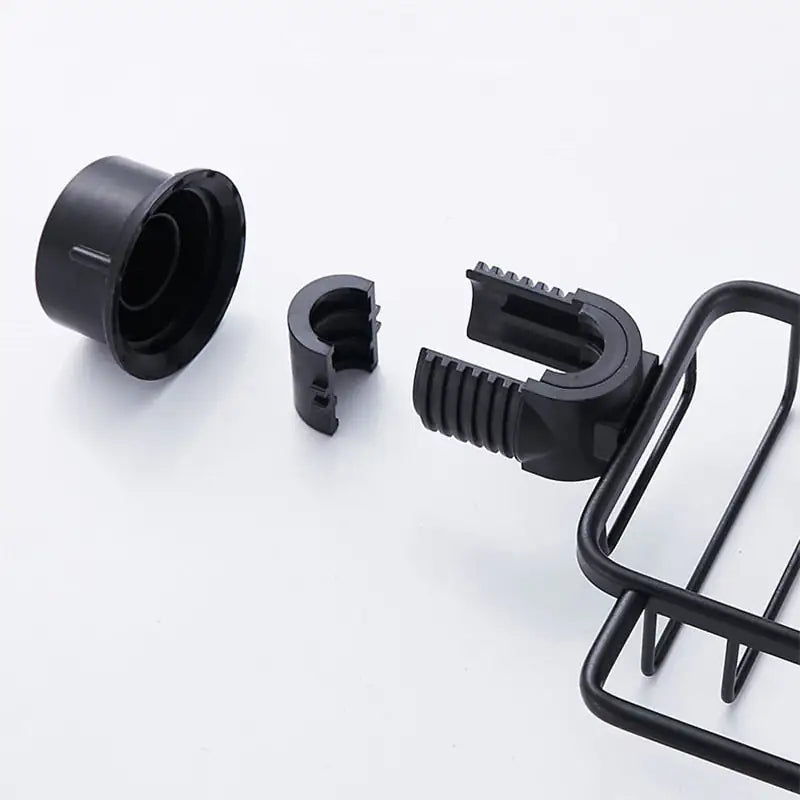 Black Élan Shower Shelf with Storage Hooks