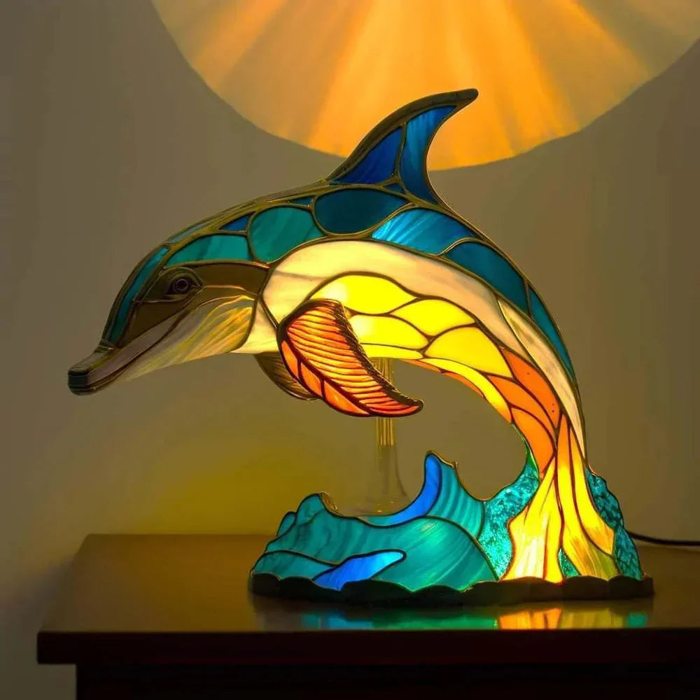 NatureGlow Stained Glass Style Animal Table Lamp
