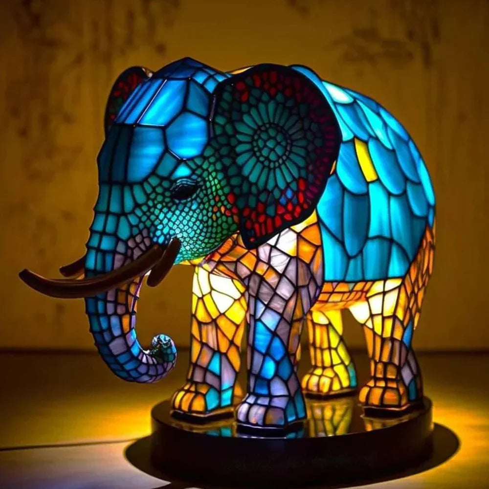 NatureGlow Stained Glass Style Animal Table Lamp