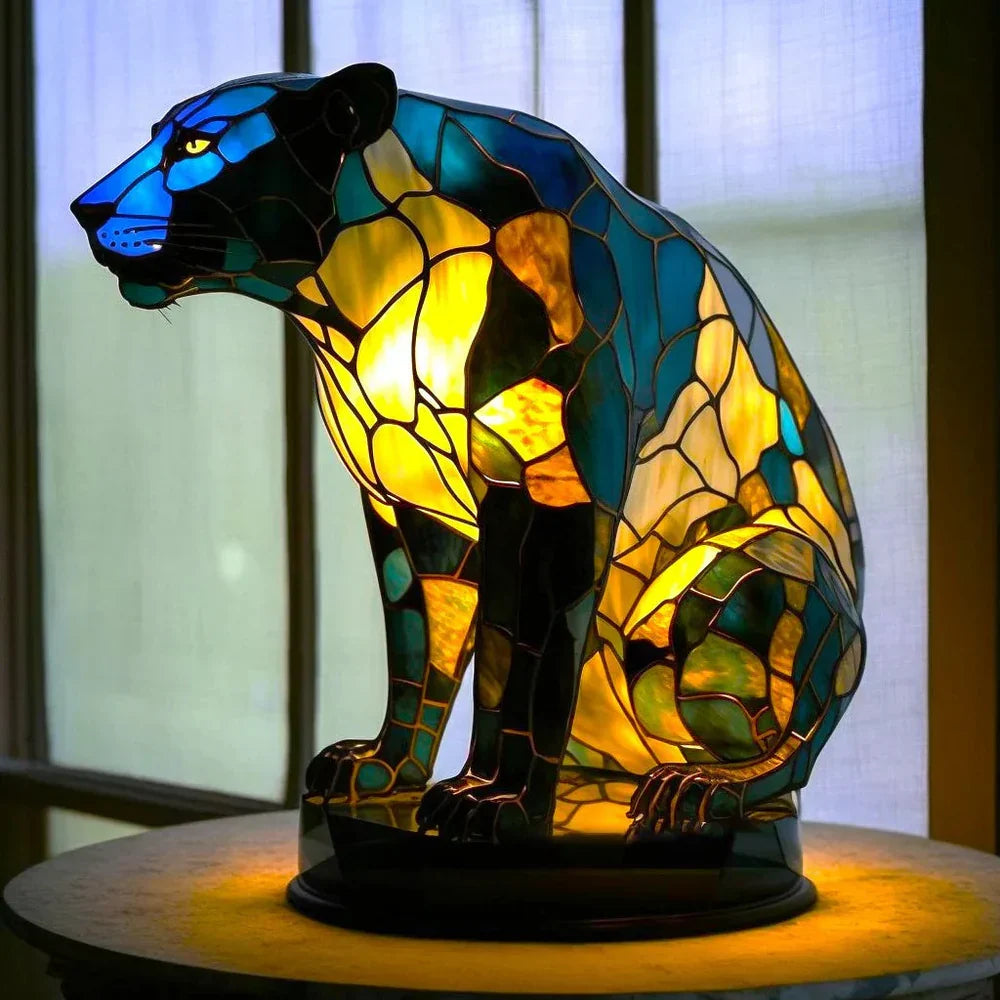 GlassMenagerie Stained Glass Style Animal Table Lamp