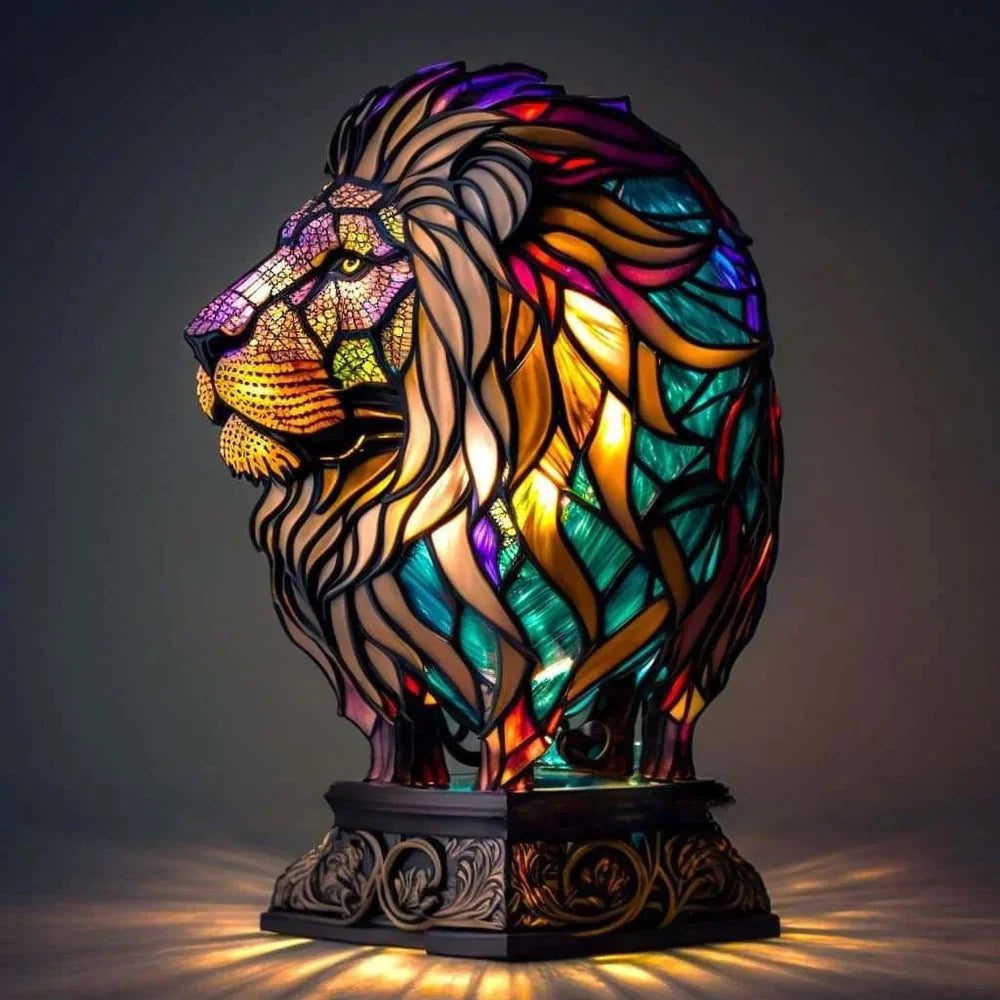 GlassMenagerie Stained Glass Style Animal Table Lamp