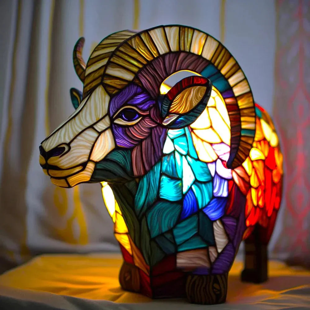 GlassMenagerie Stained Glass Style Animal Table Lamp