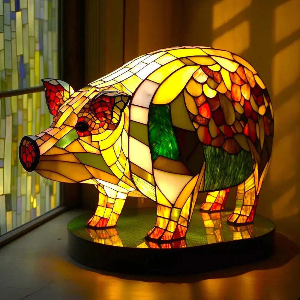 GlassMenagerie Stained Glass Style Animal Table Lamp