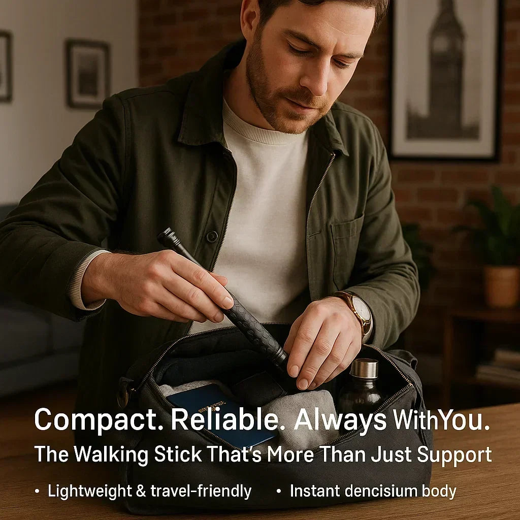 Spring-Deploy Compact Support Stick for Hiking and Urban Use