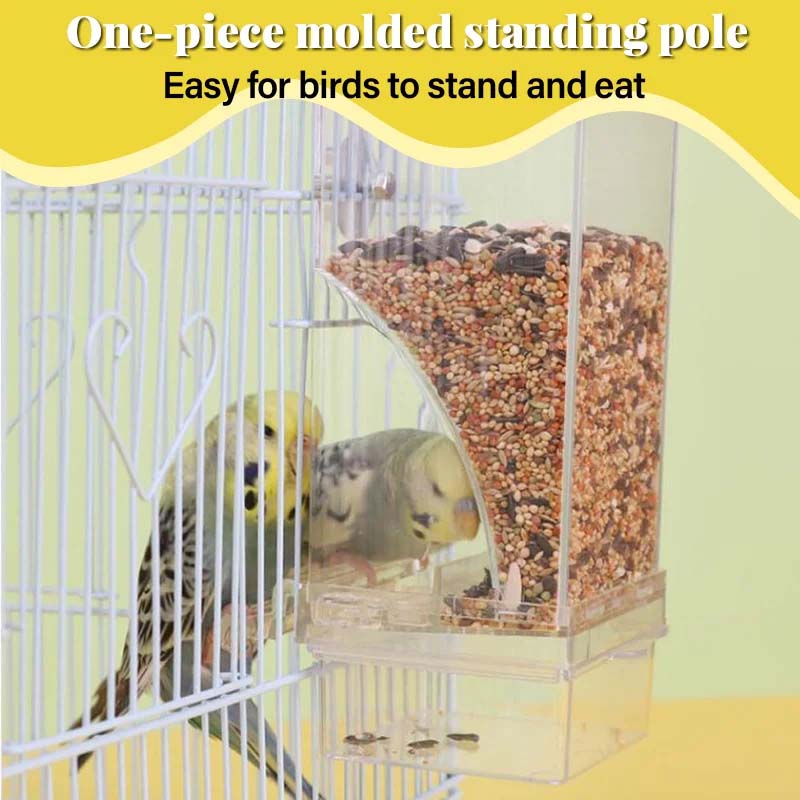 Clear Automatic Pet Bird Feeder with No-Spill Design