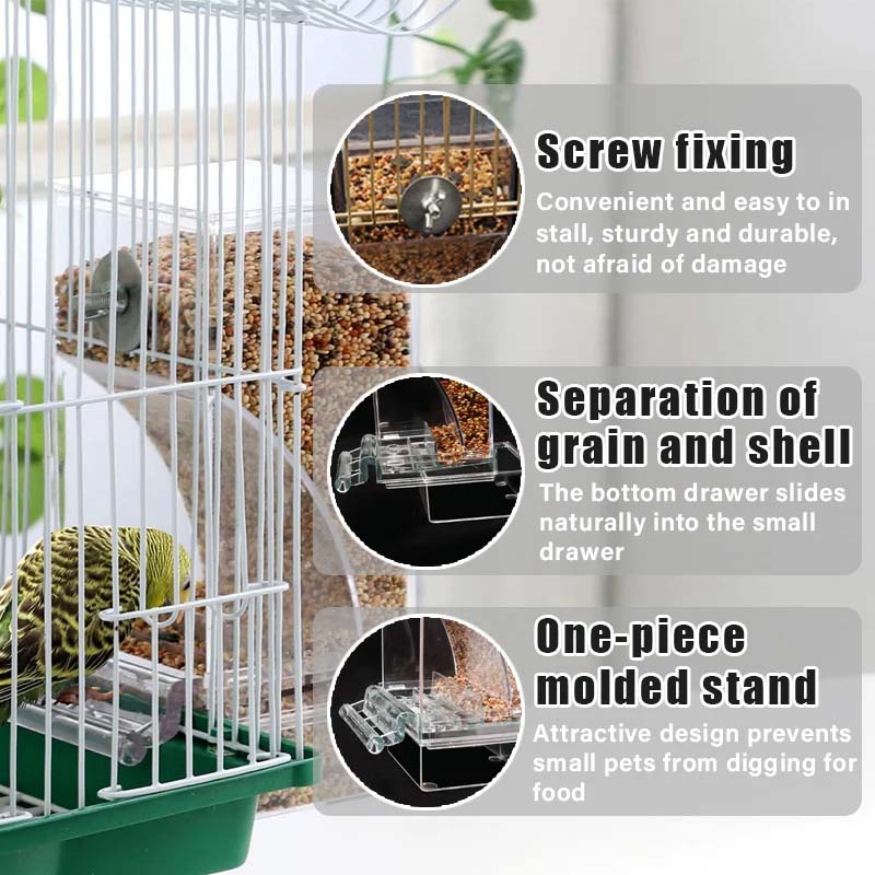 Clear Automatic Pet Bird Feeder with No-Spill Design