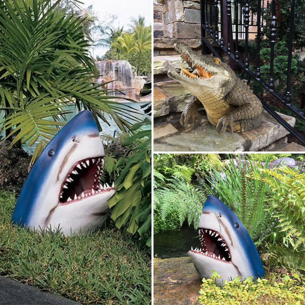 Lifelike Crocodile Garden Statue - 19 Inch Resin Outdoor Decoration