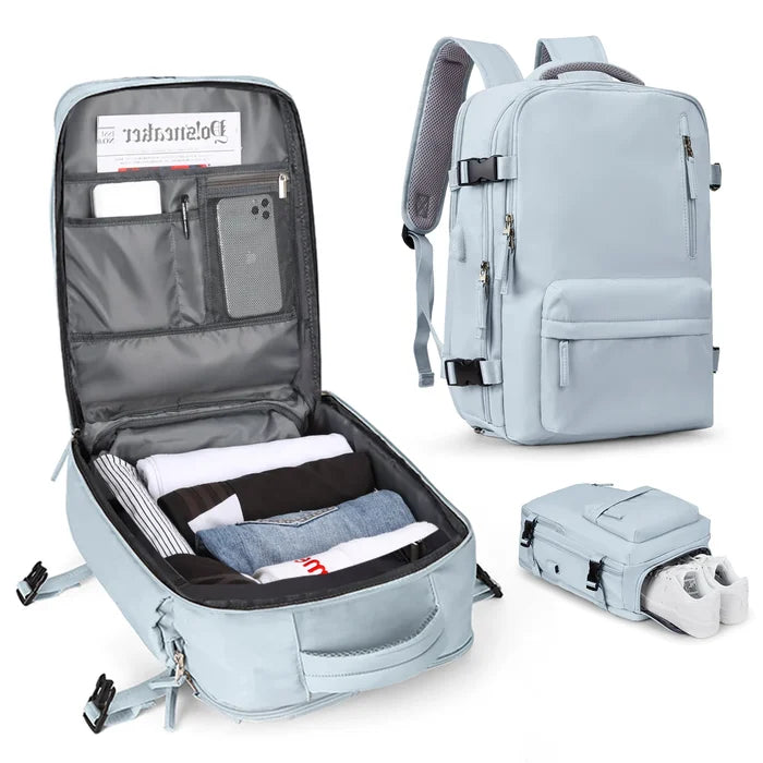 VoyaShield Waterproof Travel Backpack with USB Charging Port